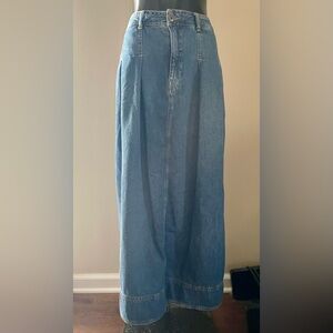 Pilcro Long Denim Maxi Slouchy Trouser Skirt 4 6 small medium